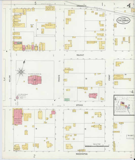 Sanborn Fire Insurance Map from Columbus, Colorado County, Texas (1906), Sheet #0004 - Historic Sanborn Fire Insurance Map Print, vintage old map wall art, antique decor, genealogy gift, Texas Texas map
