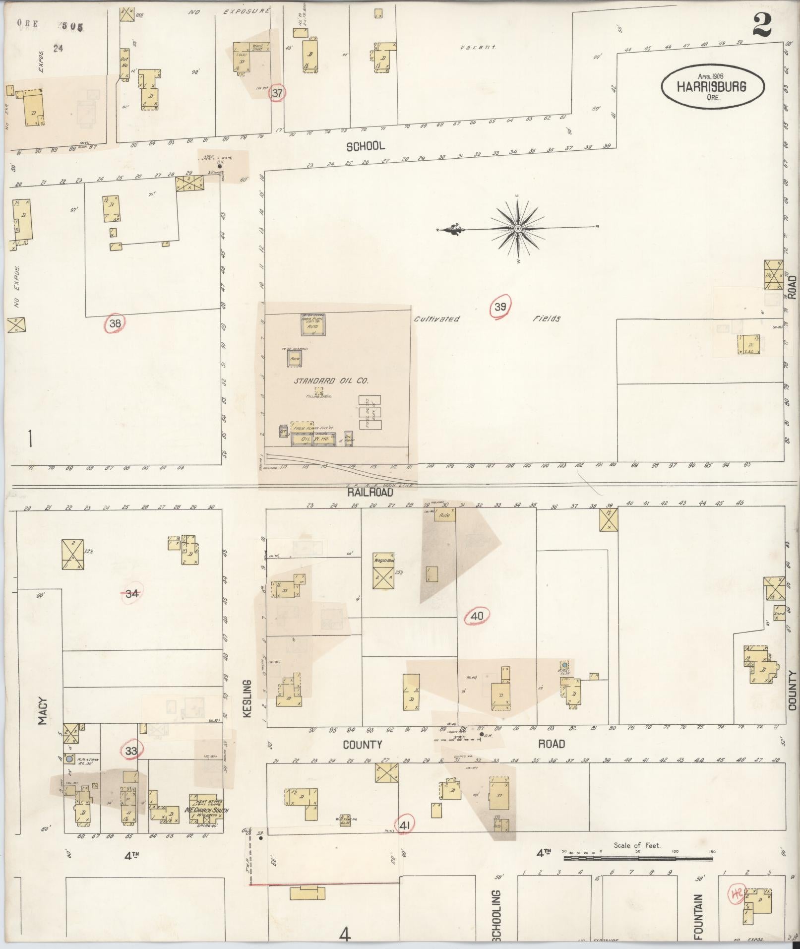Sanborn Fire Insurance Map from Harrisburg, Linn County, Oregon (1931), Sheet #0002 - Historic Sanborn Fire Insurance Map Print, vintage old map wall art, antique decor, genealogy gift, Oregon Oregon map