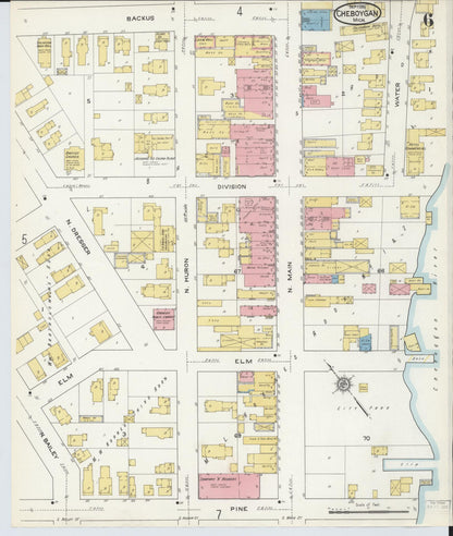 Sanborn Fire Insurance Map from Cheboygan, Cheboygan County, Michigan (1915), Sheet #0006 - Complete Map Set gallery image, historic Sanborn map, vintage wall art, Michigan Michigan