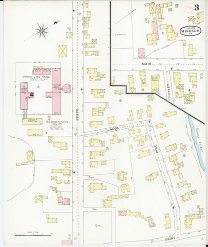 Sanborn Fire Insurance Map from Windsor, Windsor County, Vermont (1894), Sheet #0003 - Complete Map Set gallery image, historic Sanborn map, vintage wall art, Vermont Vermont