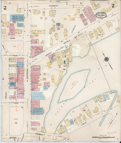 Sanborn Fire Insurance Map from Pulaski, Oswego County, New York (1959), Sheet #0002 - Complete Map Set gallery image, historic Sanborn map, vintage wall art, New York New York