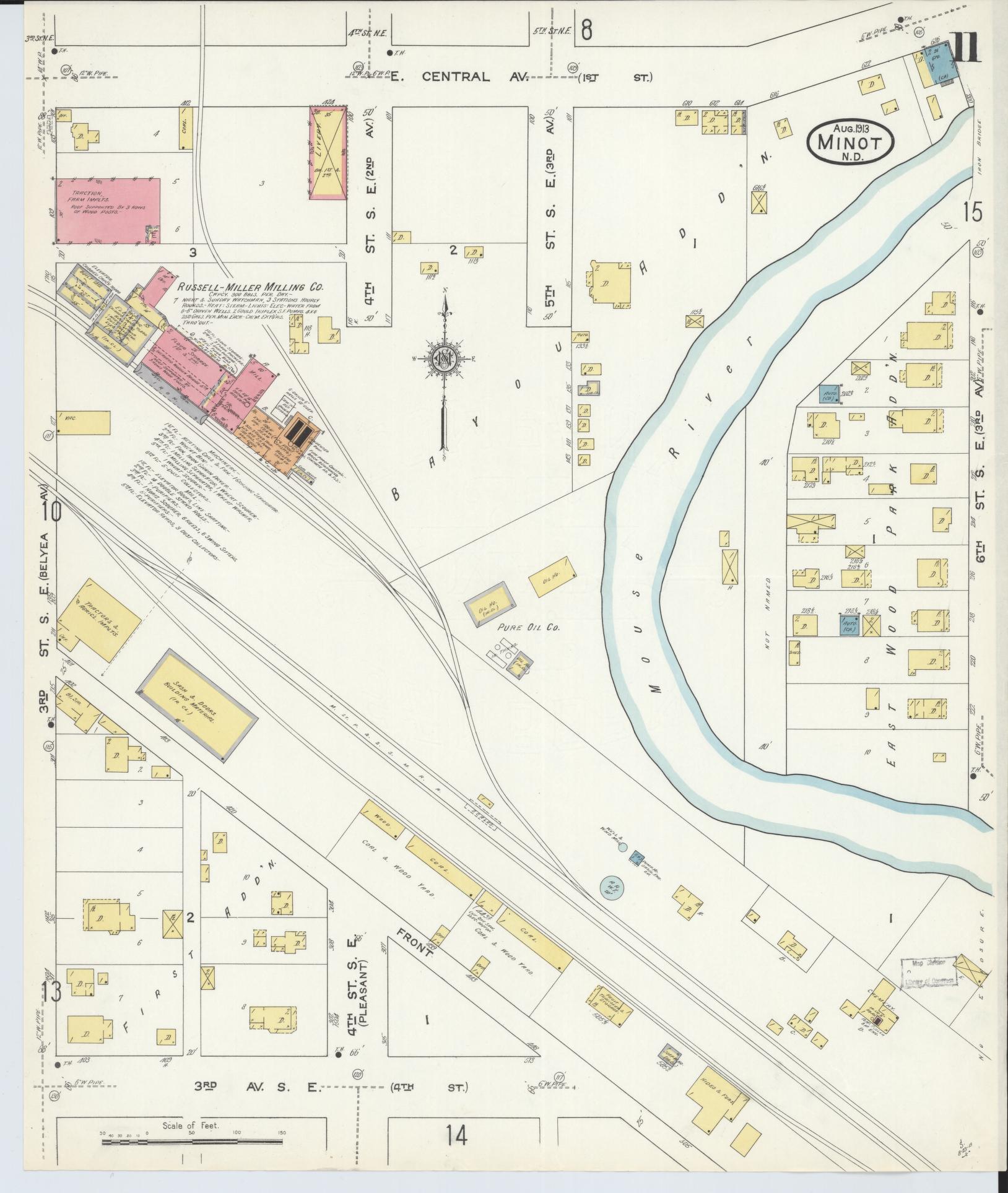 Sanborn Fire Insurance Map from Minot, Ward County, North Dakota (1913), Sheet #0011 - Complete Map Set gallery image, historic Sanborn map, vintage wall art, North Dakota North Dakota
