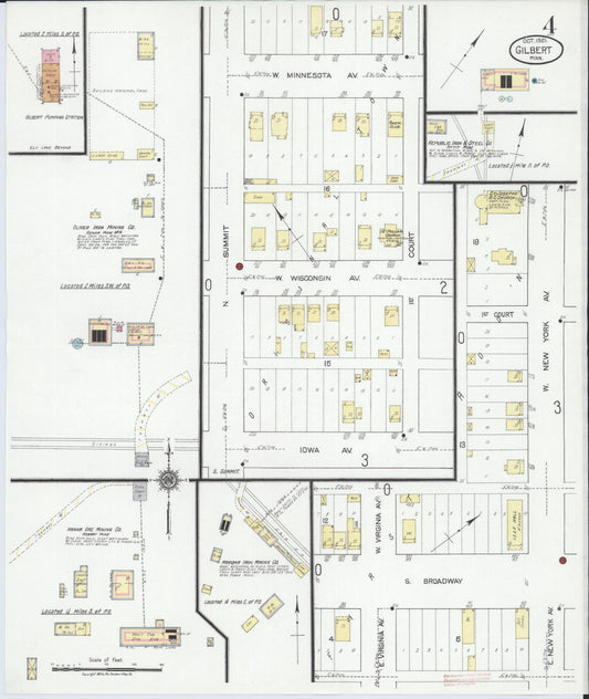Sanborn Fire Insurance Map from Gilbert, Saint Louis County, Minnesota (1921), Sheet #0004 - Historic Sanborn Fire Insurance Map Print, vintage old map wall art, antique decor, genealogy gift, Minnesota Minnesota map