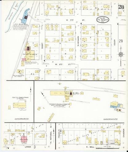 Sanborn Fire Insurance Map from Fort Scott, Bourbon County, Kansas (1912), Sheet #0028 - Complete Map Set gallery image, historic Sanborn map, vintage wall art, Kansas Kansas