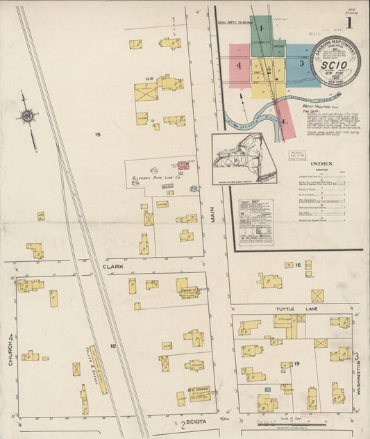 Sanborn Fire Insurance Map from Scio, Allegany County, New York (1922), Sheet #0001 - Complete Map Set gallery image, historic Sanborn map, vintage wall art, New York New York