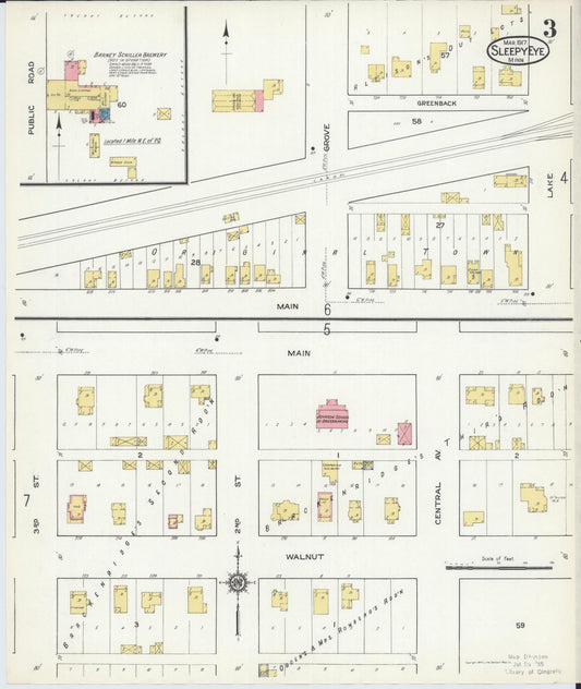 Sanborn Fire Insurance Map from Sleepy Eye, Brown County, Minnesota (1917), Sheet #0003 - Historic Sanborn Fire Insurance Map Print, vintage old map wall art, antique decor, genealogy gift, Minnesota Minnesota map