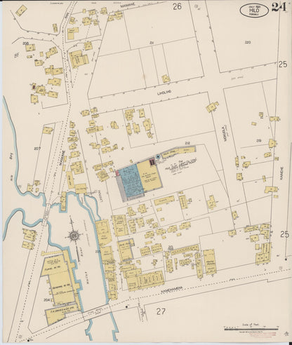 Sanborn Fire Insurance Map from Hilo, Hawaii County, Hawaii (1921), Sheet #0024 - Historic Sanborn Fire Insurance Map Print