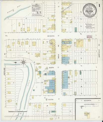 Sanborn Fire Insurance Map from Ralston, Pawnee County, Oklahoma (1909), Sheet #0001 - Complete Map Set gallery image, historic Sanborn map, vintage wall art, Oklahoma Oklahoma