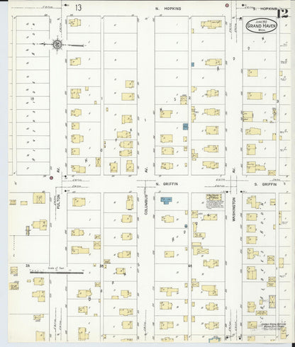 Sanborn Fire Insurance Map from Grand Haven, Ottawa County, Michigan (1912), Sheet #0012 - Complete Map Set gallery image, historic Sanborn map, vintage wall art, Michigan Michigan
