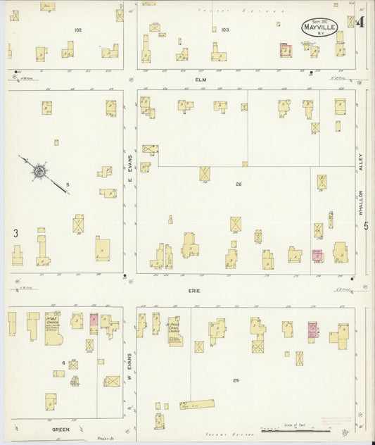 Sanborn Fire Insurance Map from Mayville, Chautauqua County, New York (1912), Sheet #0004 - Historic Sanborn Fire Insurance Map Print, vintage old map wall art, antique decor, genealogy gift, New York New York map