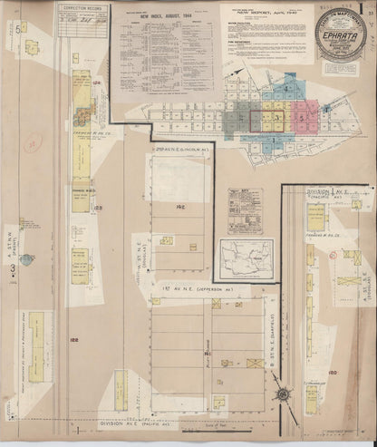 Sanborn Fire Insurance Map from Ephrata, Grant County, Washington (1944), Sheet #0001 - Complete Map Set gallery image, historic Sanborn map, vintage wall art, Washington Washington
