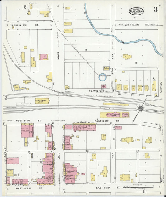 Sanborn Fire Insurance Map from Malvern, Hot Springs County, Arkansas (1920), Sheet #0003 - Historic Sanborn Fire Insurance Map Print, vintage old map wall art, antique decor, genealogy gift, Arkansas Arkansas map