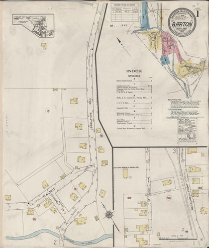 Sanborn Fire Insurance Map from Barton, Allegany County, Maryland (1936), Sheet #0001 - Complete Map Set gallery image, historic Sanborn map, vintage wall art, Maryland Maryland
