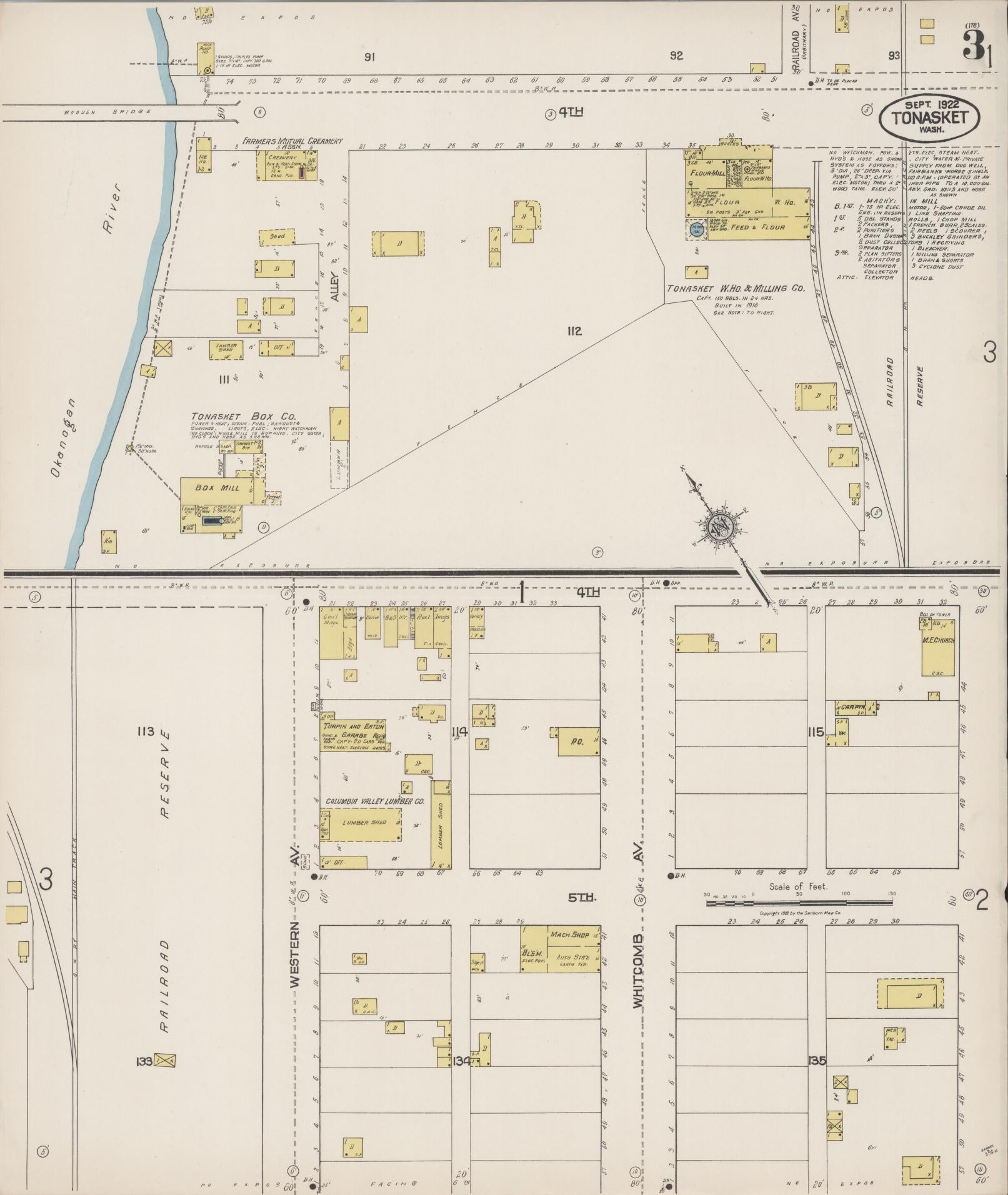 Sanborn Fire Insurance Map from Tonasket, Okanogan County, Washington (1922), Sheet #0003 - Complete Map Set gallery image, historic Sanborn map, vintage wall art, Washington Washington