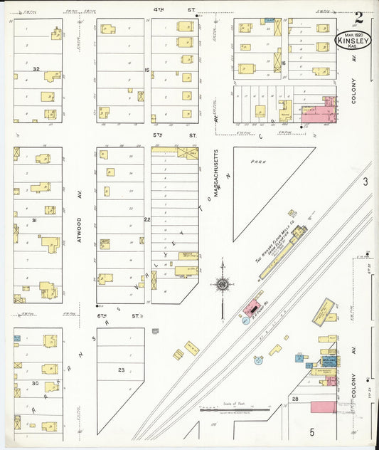 Sanborn Fire Insurance Map from Kinsley, Edwards County, Kansas (1920), Sheet #0002 - Historic Sanborn Fire Insurance Map Print, vintage old map wall art, antique decor, genealogy gift, Kansas Kansas map