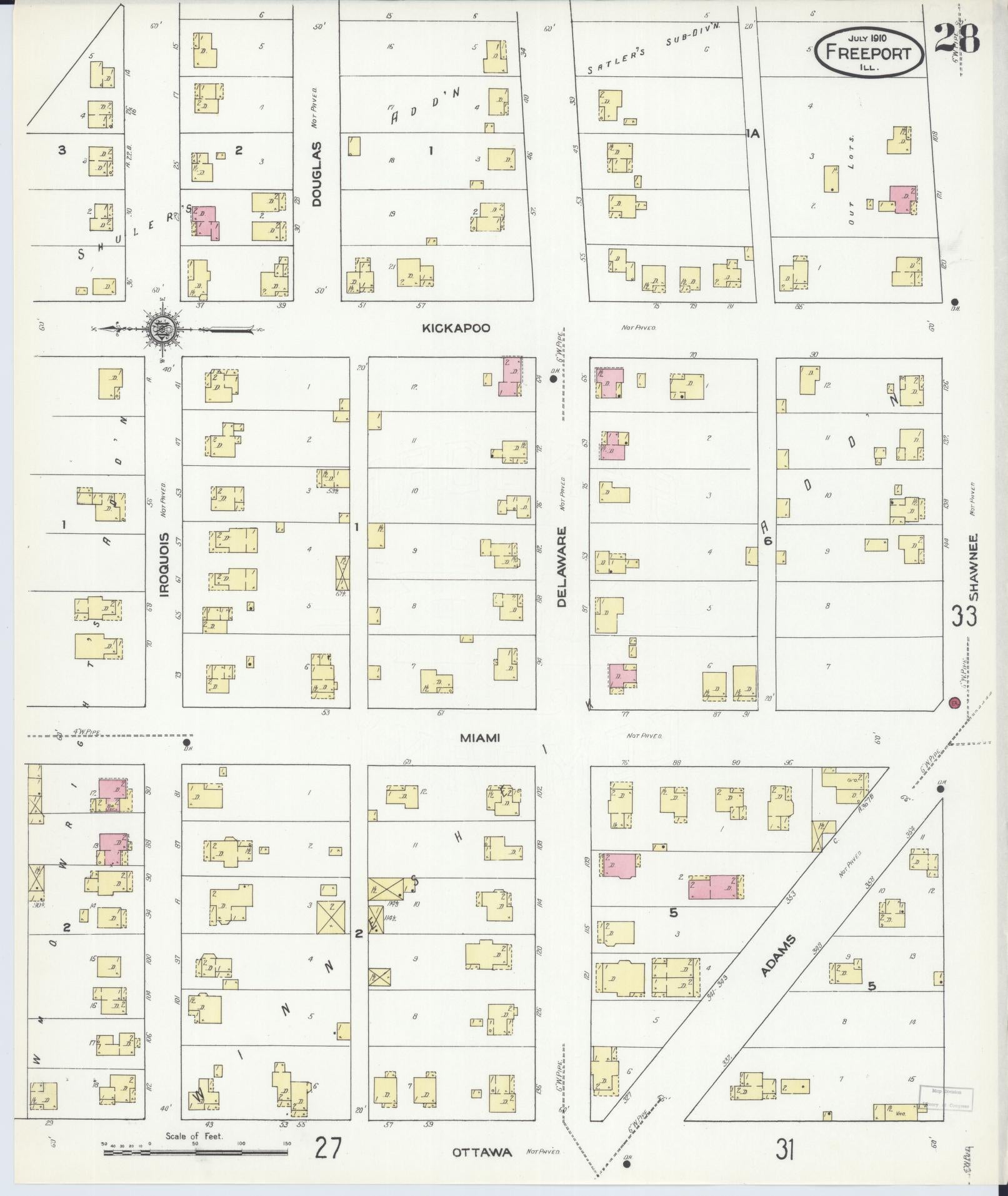Sanborn Fire Insurance Map from Freeport, Stephenson County, Illinois (1910), Sheet #0028 - Complete Map Set gallery image, historic Sanborn map, vintage wall art, Illinois Illinois