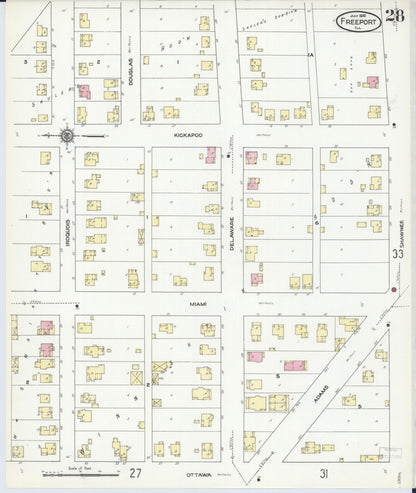 Sanborn Fire Insurance Map from Freeport, Stephenson County, Illinois (1910), Sheet #0028 - Complete Map Set gallery image, historic Sanborn map, vintage wall art, Illinois Illinois