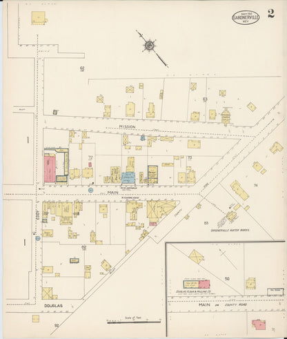 Sanborn Fire Insurance Map from Gardnerville, Douglas County, Nevada (1912), Sheet #0002 - Complete Map Set gallery image, historic Sanborn map, vintage wall art, Nevada Nevada