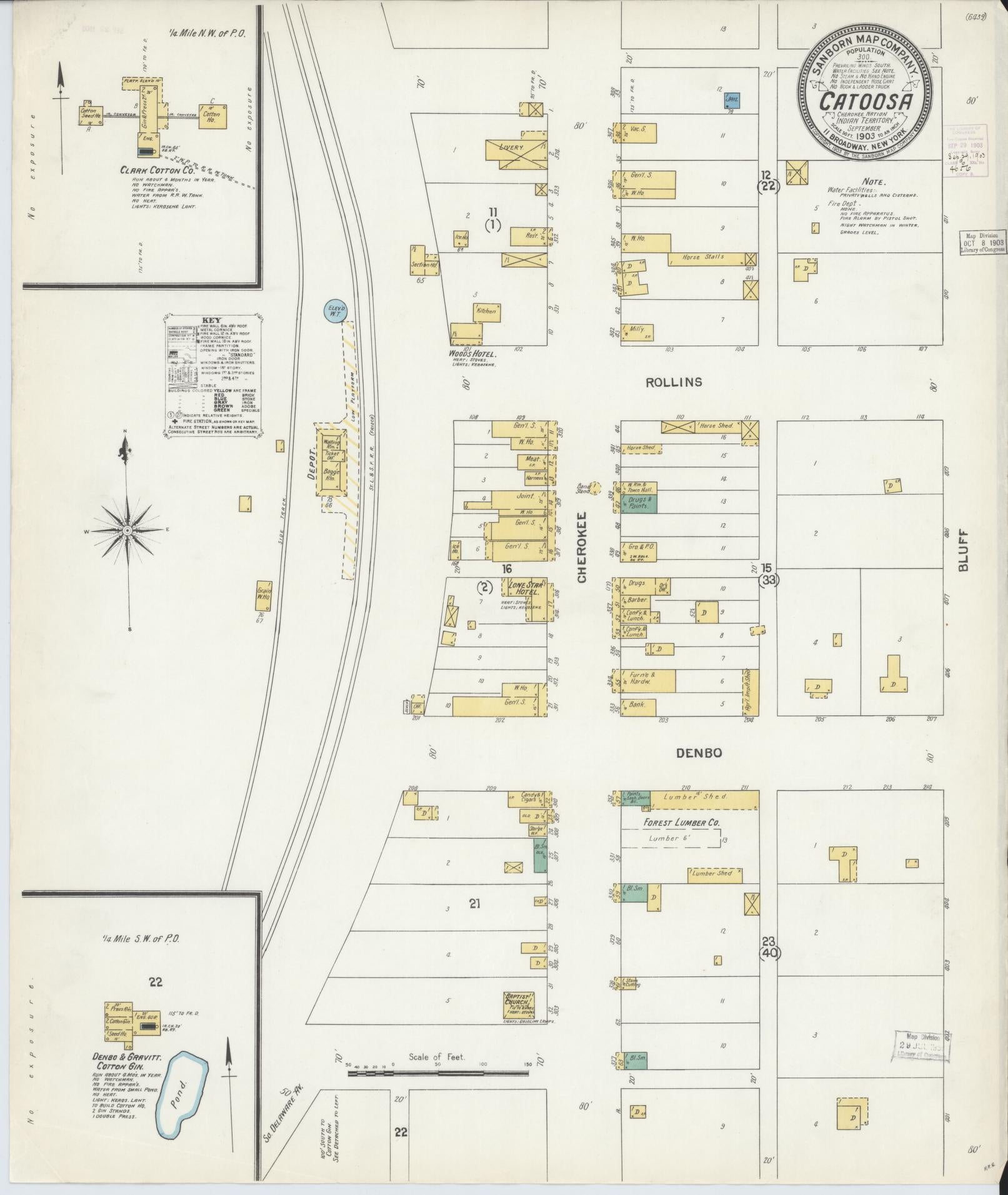 Sanborn Fire Insurance Map from Catoosa, Rodgers County, Oklahoma (1903), Sheet #0001 - Historic Sanborn Fire Insurance Map Print, vintage old map wall art, antique decor, genealogy gift, Oklahoma Oklahoma map