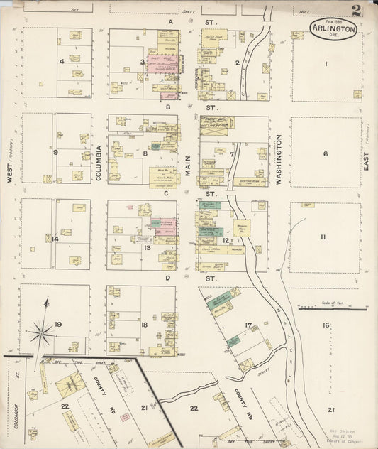 Sanborn Fire Insurance Map from Arlington, Gilliam County, Oregon (1888), Sheet #0002 - Historic Sanborn Fire Insurance Map Print, vintage old map wall art, antique decor, genealogy gift, Oregon Oregon map
