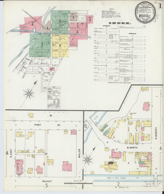 Sanborn Fire Insurance Map from Waverly, Pike County, Ohio (1897), Sheet #0001 - Complete Map Set gallery image, historic Sanborn map, vintage wall art, Ohio Ohio
