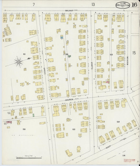 Sanborn Fire Insurance Map from Bridgeton, Cumberland County, New Jersey (1896), Sheet #0016 - Historic Sanborn Fire Insurance Map Print, vintage old map wall art, antique decor, genealogy gift, New Jersey New Jersey map