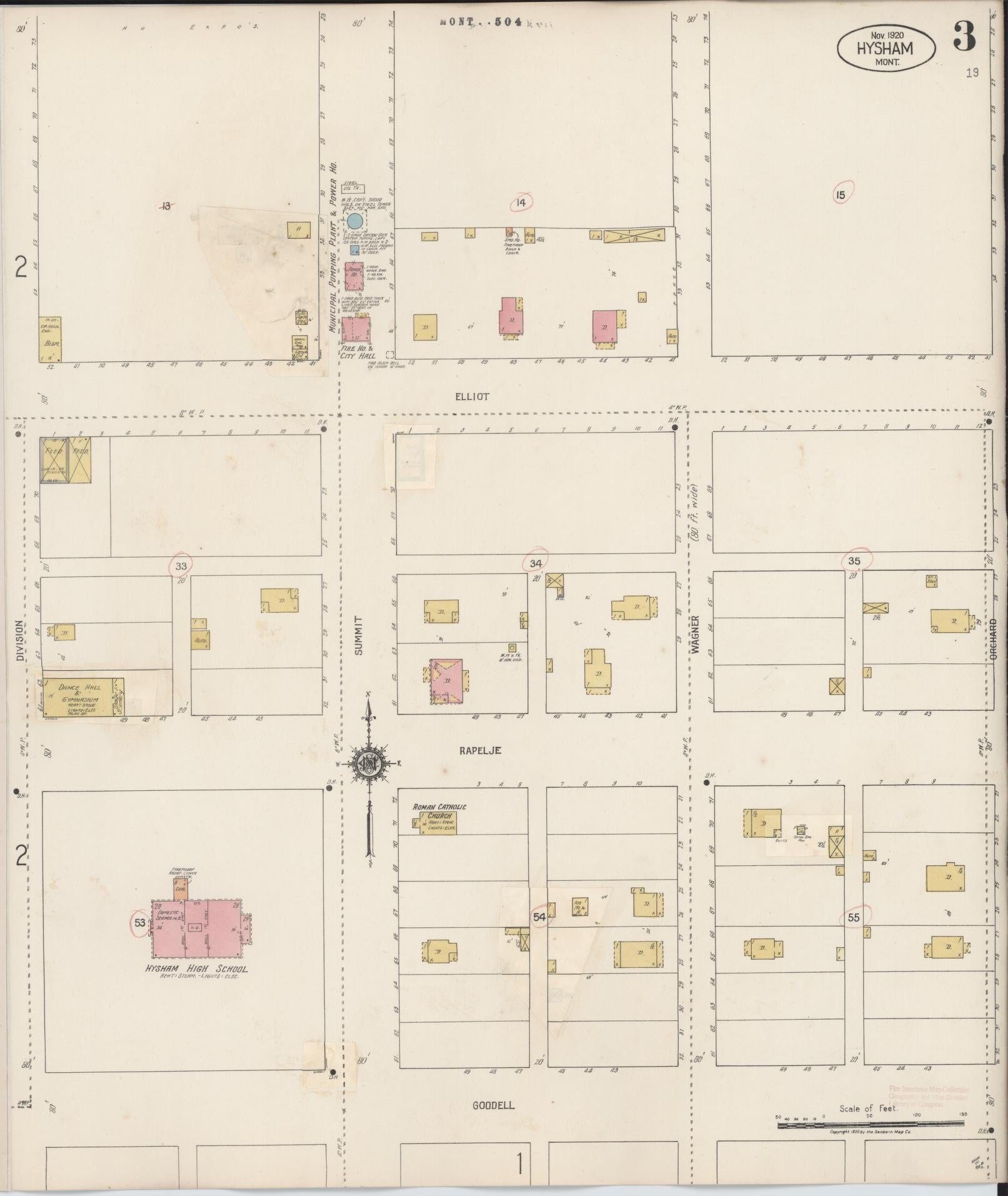 Sanborn Fire Insurance Map from Hysham, Treasure County, Montana (1927), Sheet #0003 - Historic Sanborn Fire Insurance Map Print, vintage old map wall art, antique decor, genealogy gift, Montana Montana map