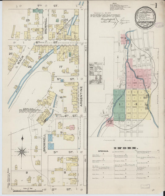 Sanborn Fire Insurance Map from Georgetown, Clear Creek County, Colorado (1886), Sheet #0001 - Complete Map Set gallery image, historic Sanborn map, vintage wall art, Colorado Colorado