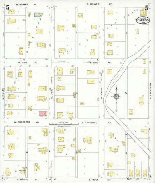 Sanborn Fire Insurance Map from Harrison, Boone County, Arkansas (1923), Sheet #0005 - Historic Sanborn Fire Insurance Map Print, vintage old map wall art, antique decor, genealogy gift, Arkansas Arkansas map