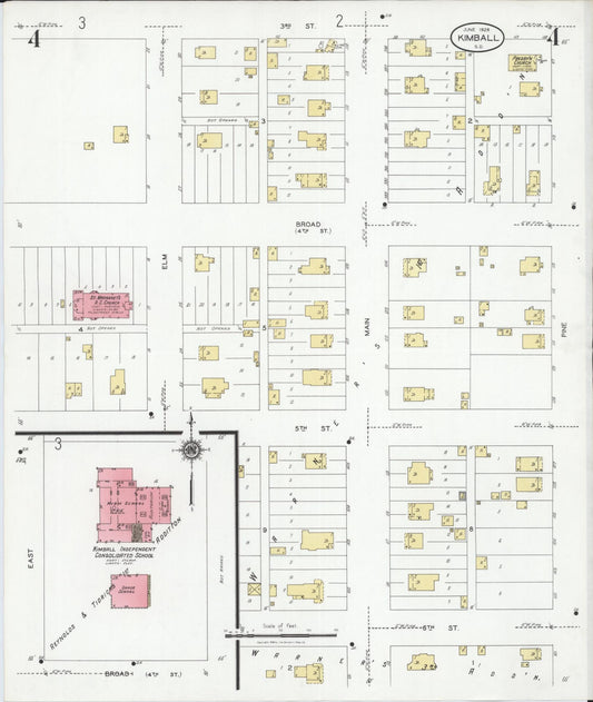 Sanborn Fire Insurance Map from Kimball, Brule County, South Dakota (1928), Sheet #0004 - Historic Sanborn Fire Insurance Map Print, vintage old map wall art, antique decor, genealogy gift, South Dakota South Dakota map