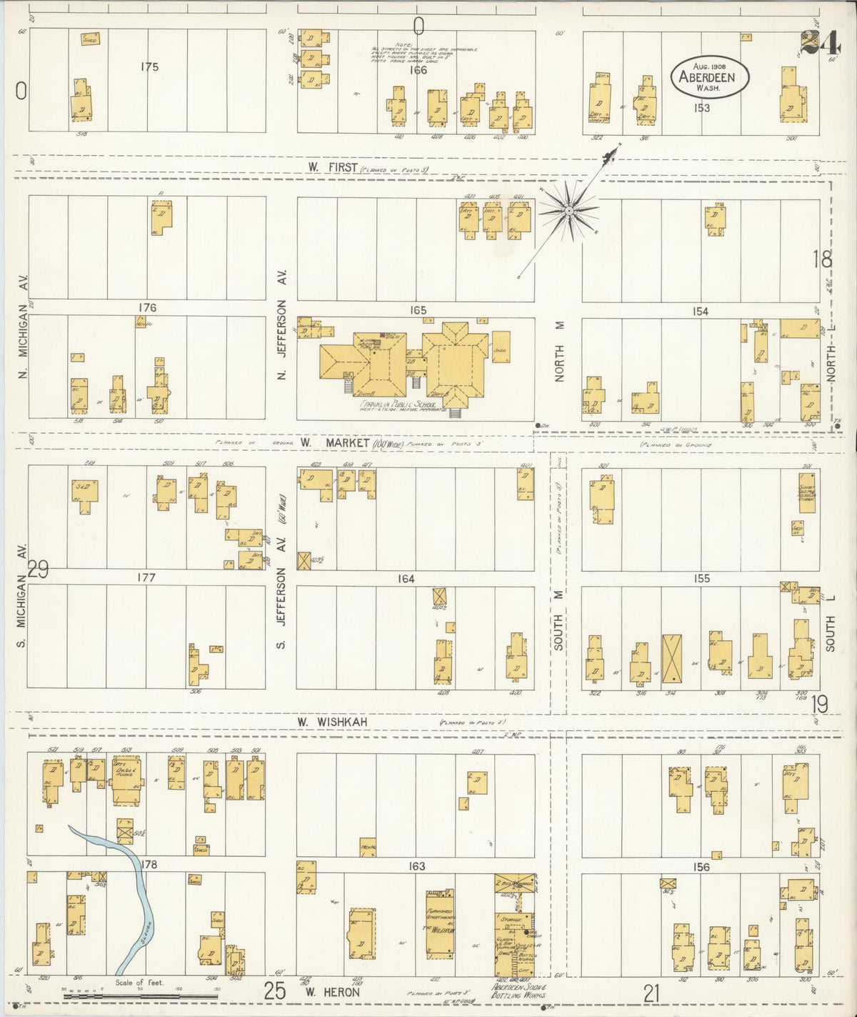 Sanborn Fire Insurance Map from Aberdeen, Grays Harbor County, Washington (1906), Sheet #0024 - Complete Map Set gallery image, historic Sanborn map, vintage wall art, Washington Washington