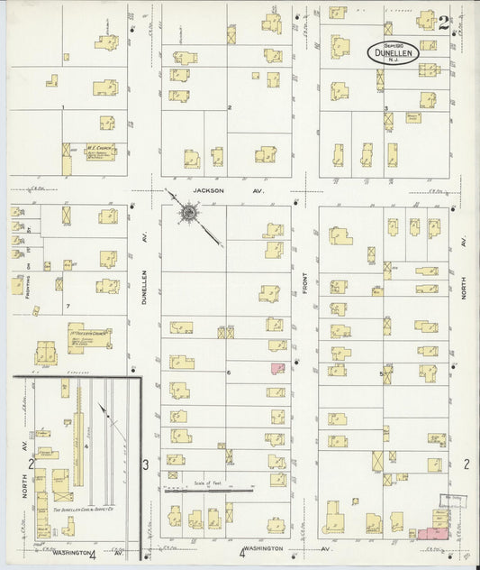 Sanborn Fire Insurance Map from Dunellen, Middlesex County, New Jersey (1910), Sheet #0002 - Historic Sanborn Fire Insurance Map Print, vintage old map wall art, antique decor, genealogy gift, New Jersey New Jersey map
