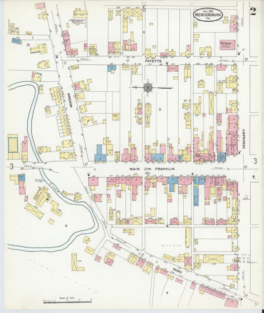 Sanborn Fire Insurance Map from Mercersburg, Franklin County, Pennsylvania (1910), Sheet #0002 - Historic Sanborn Fire Insurance Map Print, vintage old map wall art, antique decor, genealogy gift, Pennsylvania Pennsylvania map