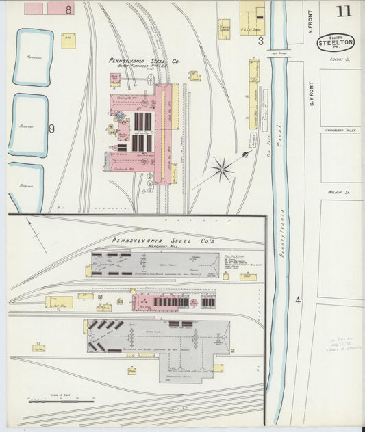 Sanborn Fire Insurance Map from Steelton, Dauphin County, Pennsylvania (1896), Sheet #0011 - Historic Sanborn Fire Insurance Map Print, vintage old map wall art, antique decor, genealogy gift, Pennsylvania Pennsylvania map