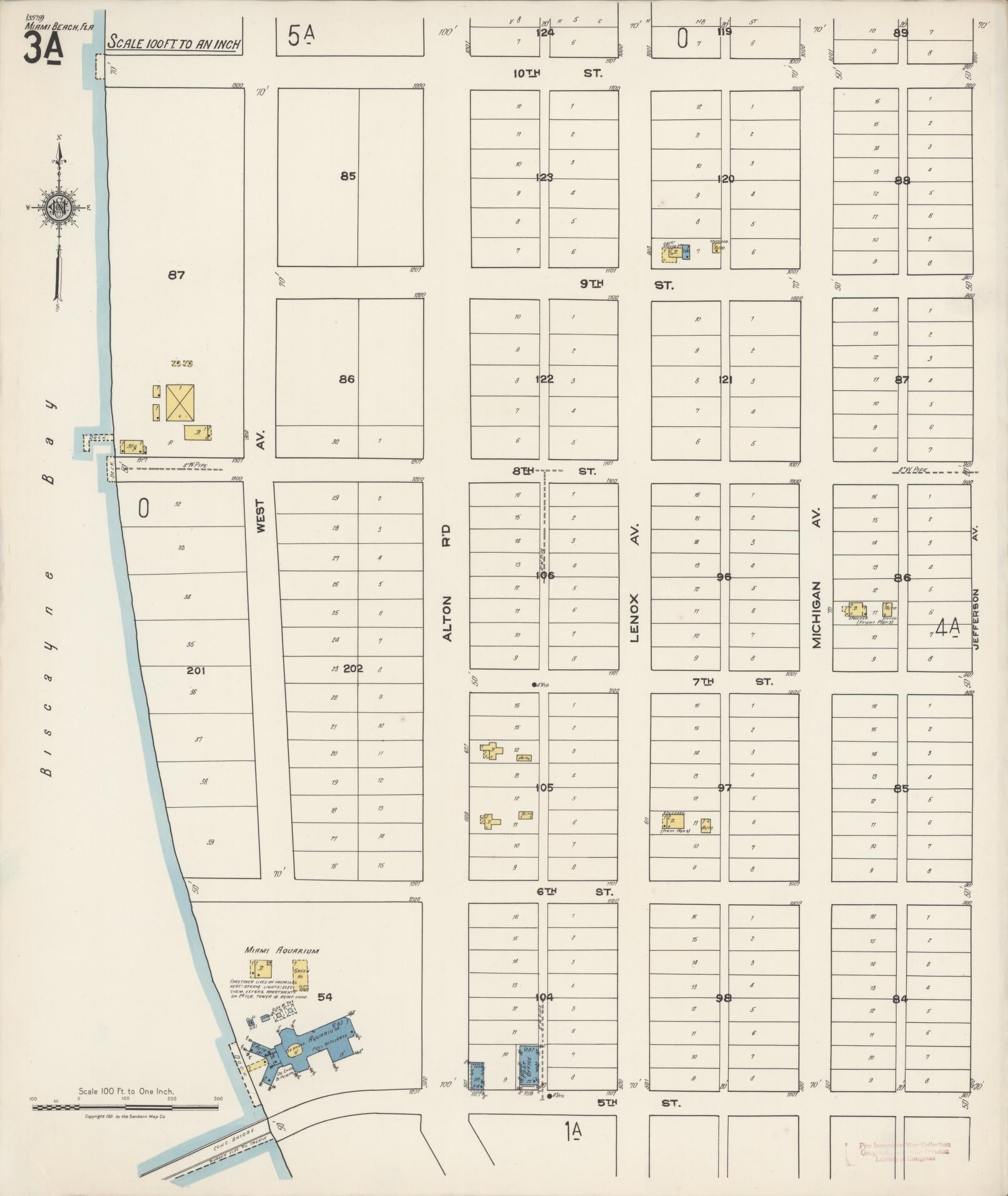 Sanborn Fire Insurance Map from Miami Beach, Dade County, Florida (1921), Sheet #0003 - Complete Map Set gallery image, historic Sanborn map, vintage wall art, Florida Florida
