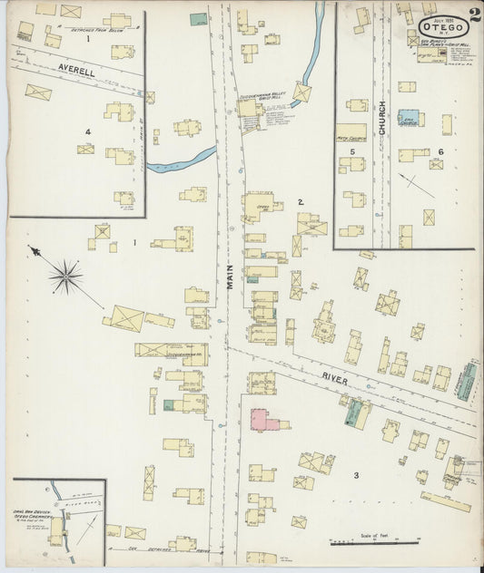 Sanborn Fire Insurance Map from Otego, Otsego County, New York (1891), Sheet #0002 - Historic Sanborn Fire Insurance Map Print, vintage old map wall art, antique decor, genealogy gift, New York New York map