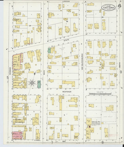 Sanborn Fire Insurance Map from East Tawas, Iosco County, Michigan (1898), Sheet #0006 - Complete Map Set gallery image, historic Sanborn map, vintage wall art, Michigan Michigan