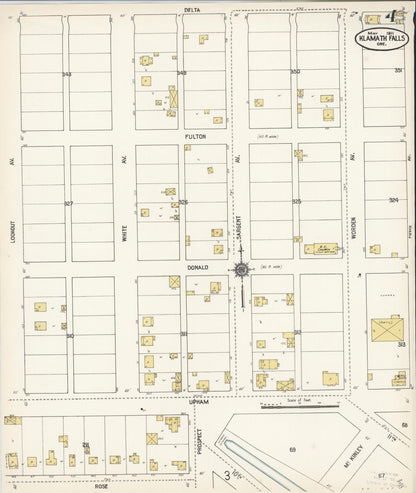 Sanborn Fire Insurance Map from Klamath Falls, Klamath County, Oregon (1911), Sheet #0004 - Complete Map Set gallery image, historic Sanborn map, vintage wall art, Oregon Oregon