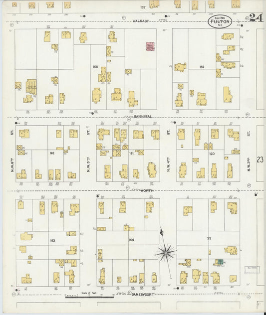 Sanborn Fire Insurance Map from Fulton, Oswego County, New York (1906), Sheet #0024 - Historic Sanborn Fire Insurance Map Print, vintage old map wall art, antique decor, genealogy gift, New York New York map