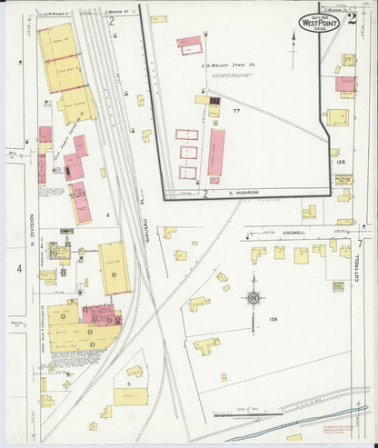 Sanborn Fire Insurance Map from West Point, Clay County, Mississippi (1918), Sheet #0002 - Complete Map Set gallery image, historic Sanborn map, vintage wall art, Mississippi Mississippi