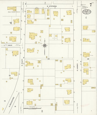 Sanborn Fire Insurance Map from Camilla, Mitchell County, Georgia (1921), Sheet #0007 - Complete Map Set gallery image, historic Sanborn map, vintage wall art, Georgia Georgia