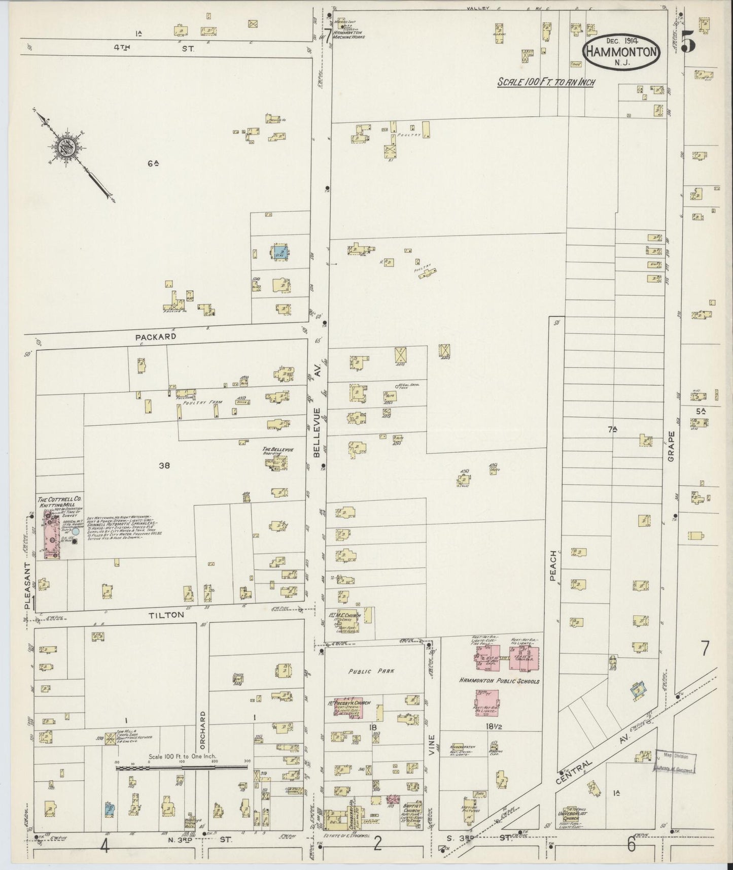 Sanborn Fire Insurance Map from Hammonton, Atlantic County, New Jersey (1914), Sheet #0005 - Complete Map Set gallery image, historic Sanborn map, vintage wall art, New Jersey New Jersey