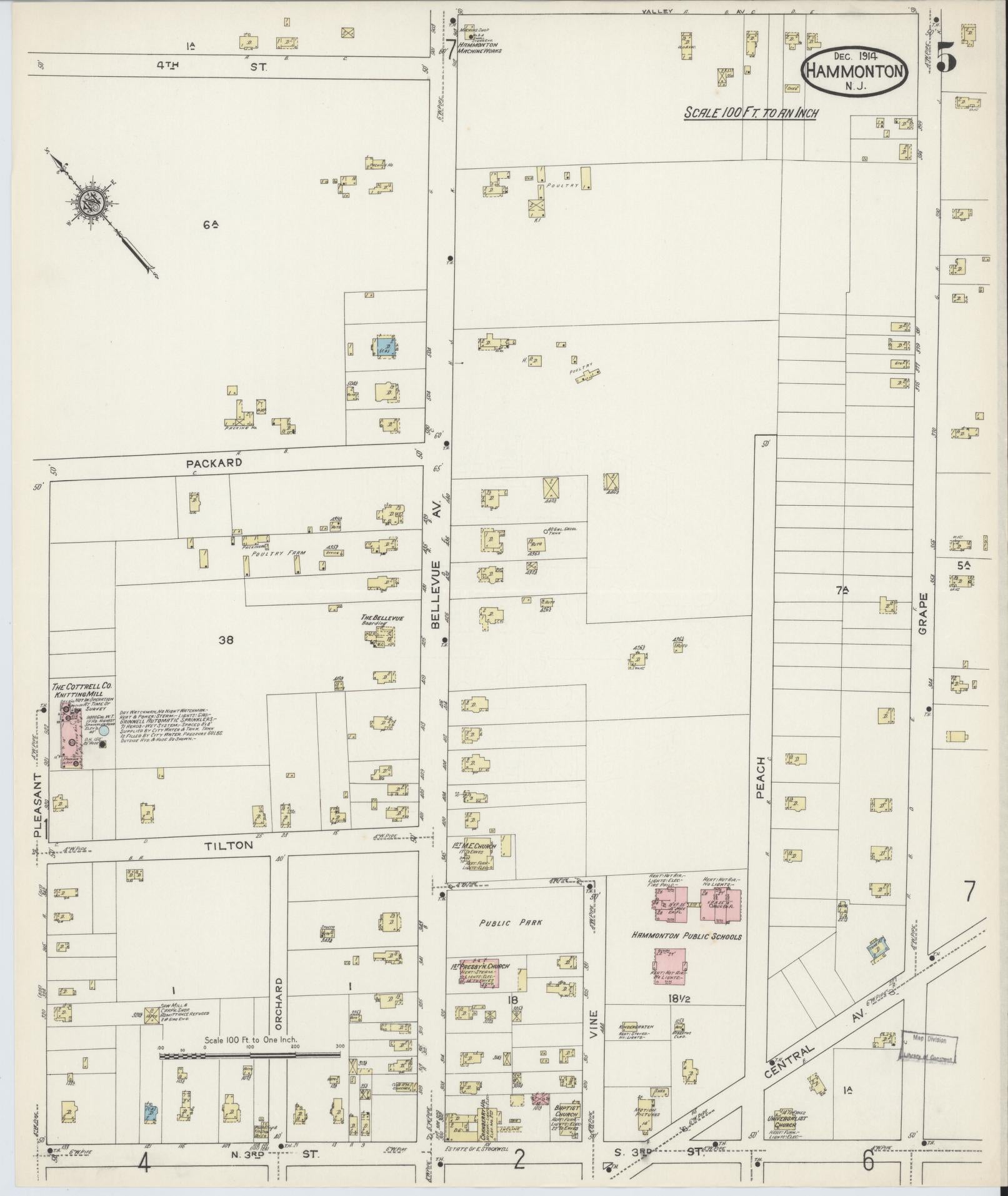 Sanborn Fire Insurance Map from Hammonton, Atlantic County, New Jersey (1914), Sheet #0005 - Complete Map Set gallery image, historic Sanborn map, vintage wall art, New Jersey New Jersey
