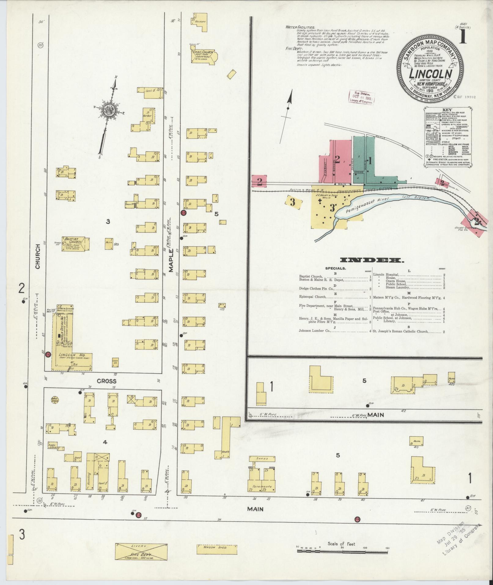 Sanborn Fire Insurance Map from Lincoln, Grafton County, New Hampshire. (1911) – Historic Sanborn Fire Insurance Map Print