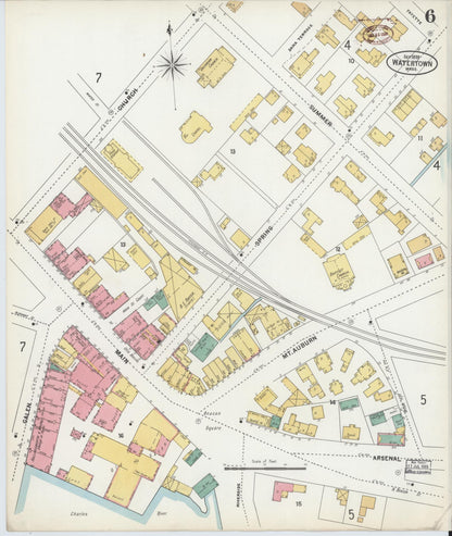 Sanborn Fire Insurance Map from Watertown, Middlesex County, Massachusetts (1899), Sheet #0006 - Complete Map Set gallery image, historic Sanborn map, vintage wall art, Massachusetts Massachusetts