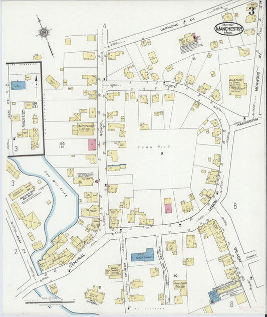 Sanborn Fire Insurance Map from Manchester, Essex County, Massachusetts (1921), Sheet #0003 - Historic Sanborn Fire Insurance Map Print, vintage old map wall art, antique decor, genealogy gift, Massachusetts Massachusetts map