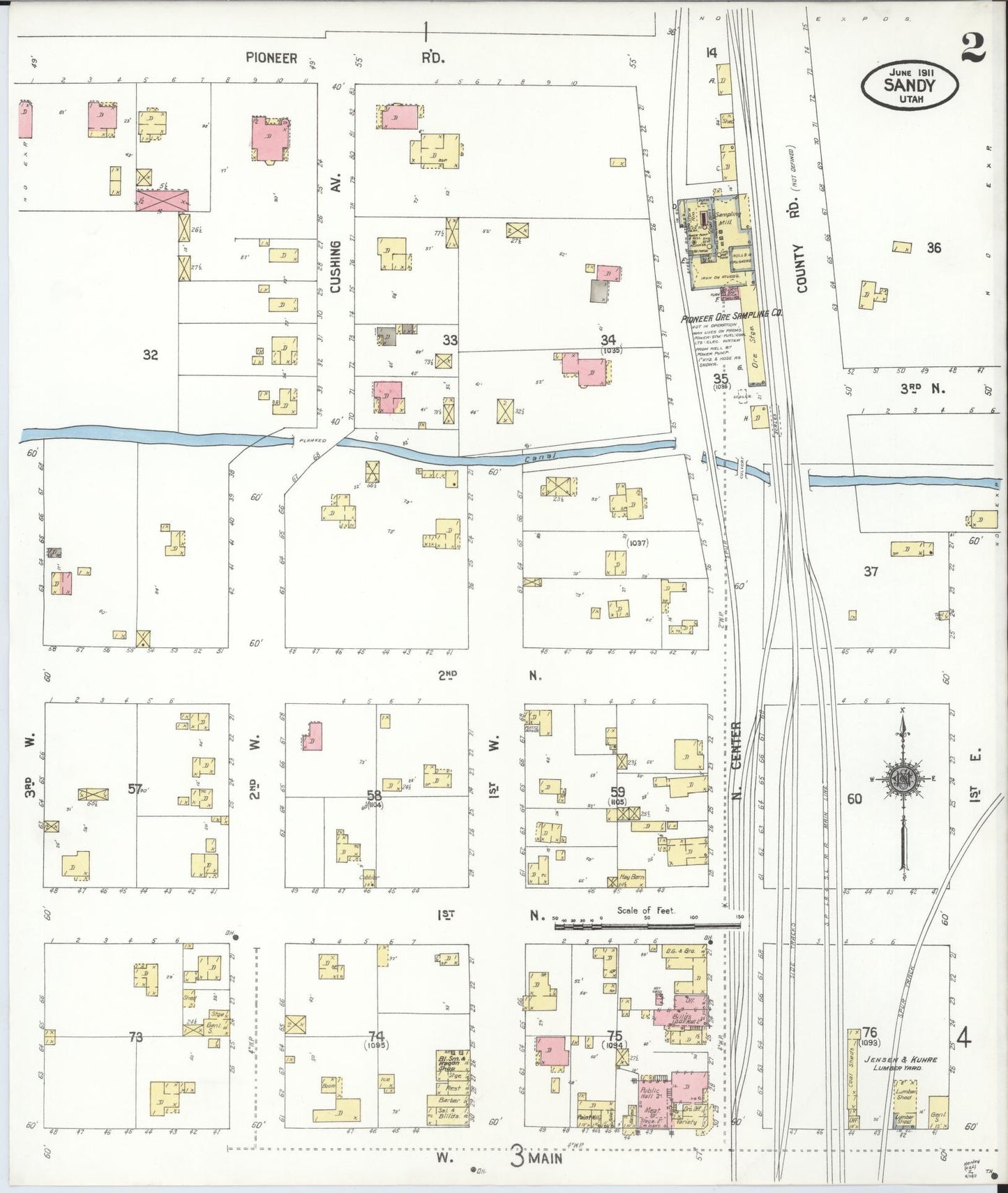 Sanborn Fire Insurance Map from Sandy, Salt Lake County, Utah (1911), Sheet #0002 - Complete Map Set gallery image, historic Sanborn map, vintage wall art, Utah Utah