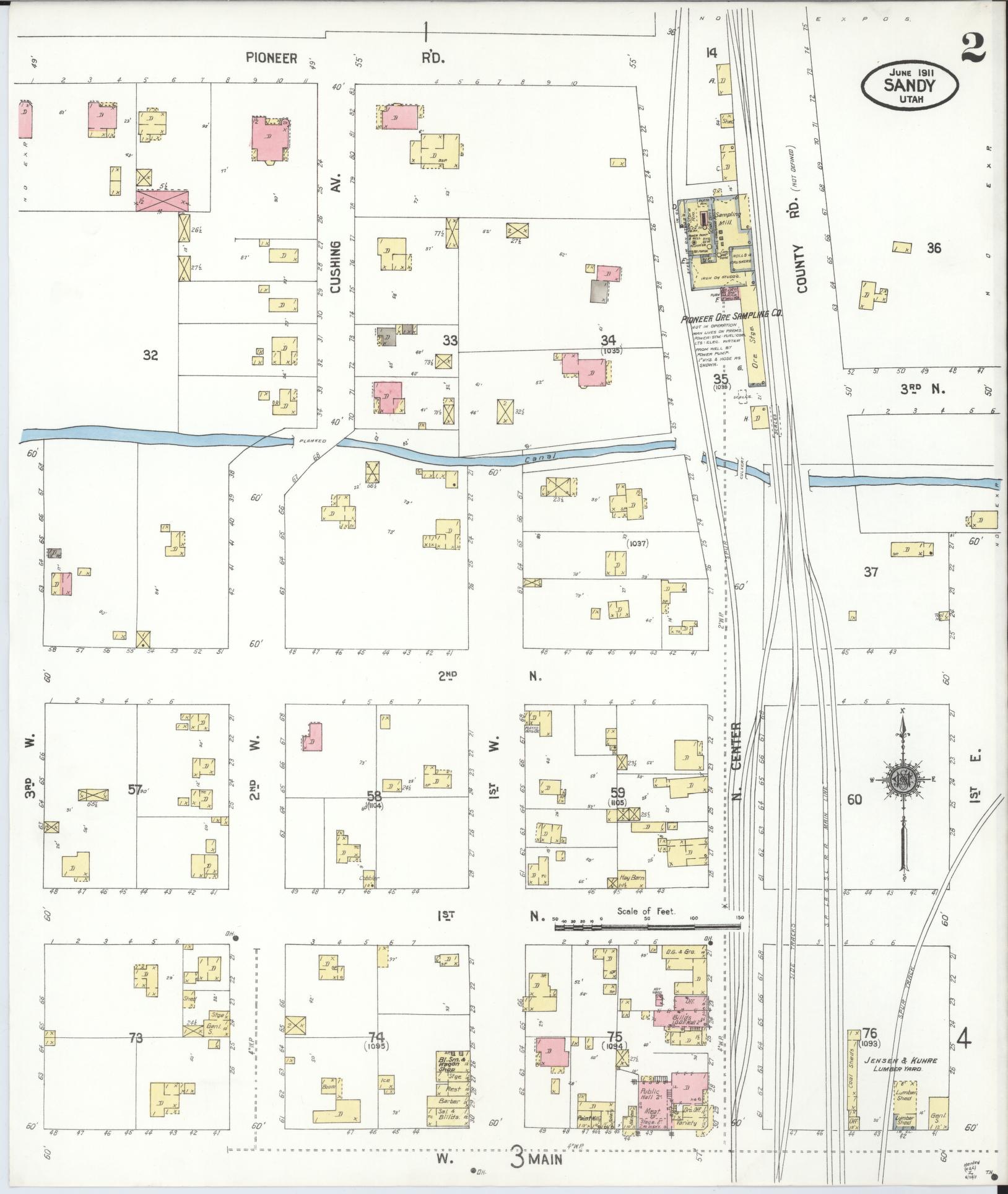 Sanborn Fire Insurance Map from Sandy, Salt Lake County, Utah (1911), Sheet #0002 - Complete Map Set gallery image, historic Sanborn map, vintage wall art, Utah Utah