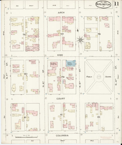 Sanborn Fire Insurance Map from Burlington, Des Moines County, Iowa (1888), Sheet #0011 - Historic Sanborn Fire Insurance Map Print