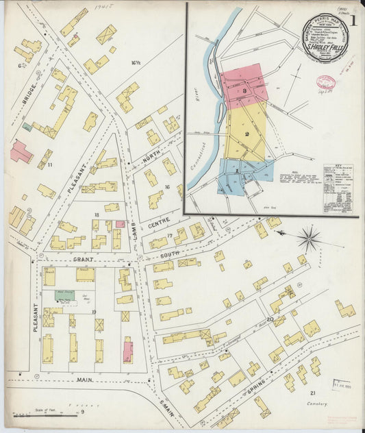 Sanborn Fire Insurance Map from South Hadley Falls, Hampshire County, Massachusetts (1895), Sheet #0001 - Historic Sanborn Fire Insurance Map Print, vintage old map wall art, antique decor, genealogy gift, Massachusetts Massachusetts map